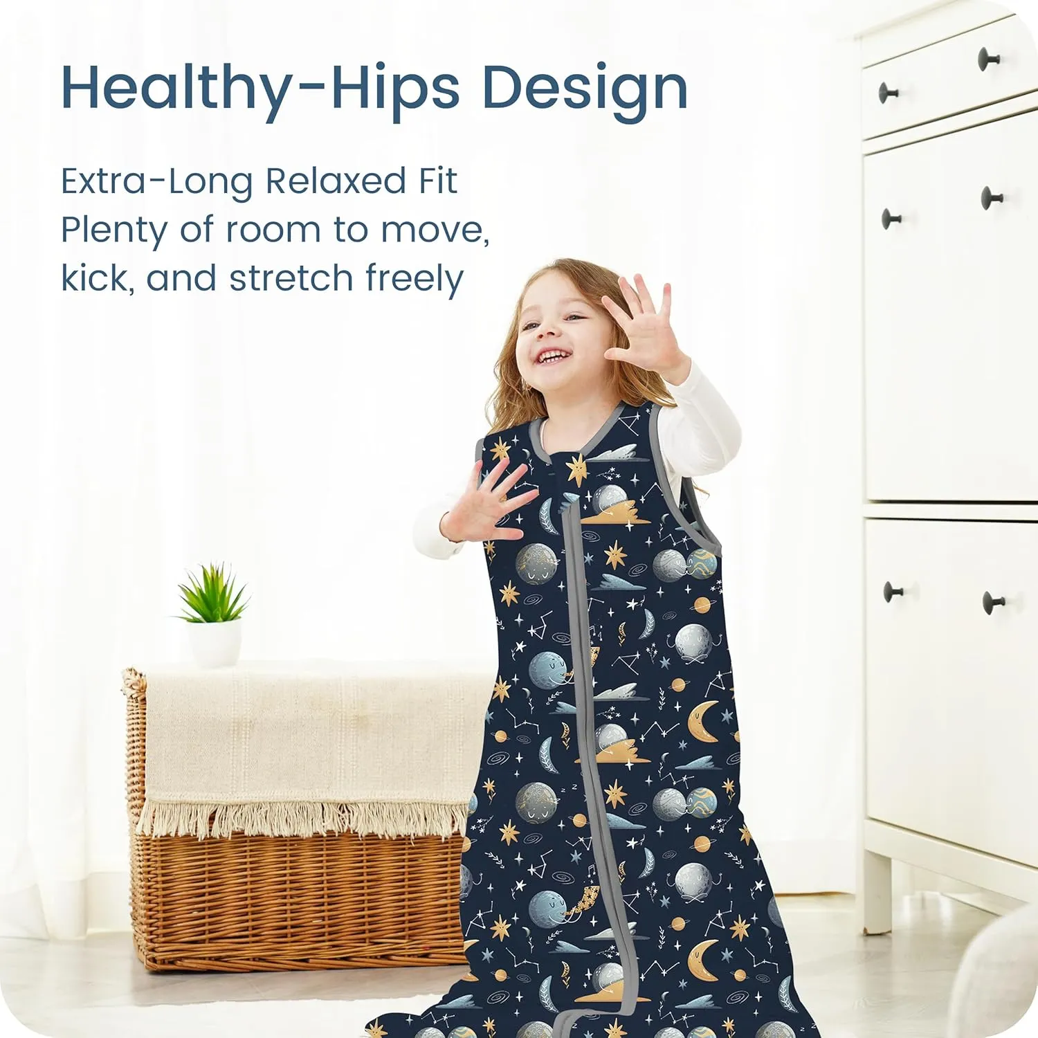 1.0 TOG Baby Sleep Sack 15-18-24 Months, Quilted Wearable Blanket Baby Sleeping Bag with 2-way Safe Zipper, Ultra Soft All Season Sleep Sack, 1 Pack(Night Sky)