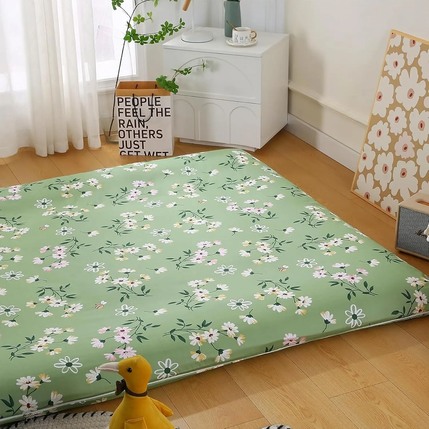 100% Futon Floor Cotton Mattress Cover, Futon Cover Wite Zippered for Japanese Futon Floor Mattress Super Soft and Machine Washable Twin Full Queen(B,Twin Size: 39.3" x78.7)