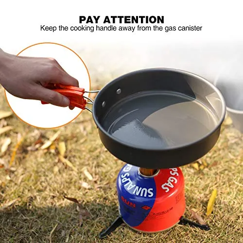 10PCS Camping Cookware Mess Kit,Camping Gear,Campfire Utensils Lightweight Stackable Pot Pan