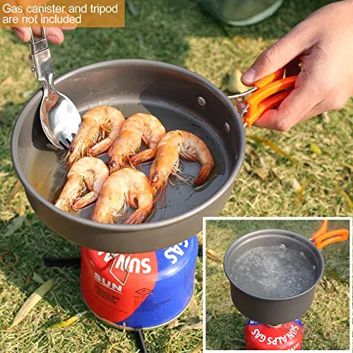 10PCS Camping Cookware Mess Kit,Camping Gear,Campfire Utensils Lightweight Stackable Pot Pan