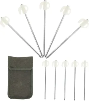 11pc Tent Stakes Camping Set Heavy Duty Steel Stakes Oxford Bag for Camping Tent Beach Tarp Groundsheet Gardening