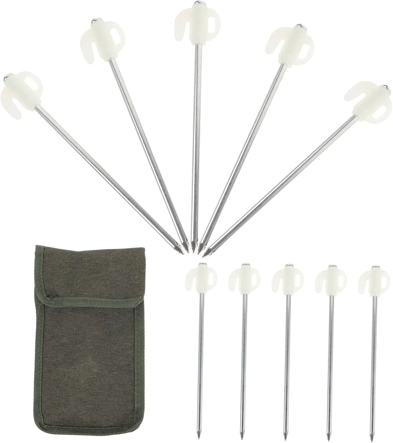 11pc Tent Stakes Camping Set Heavy Duty Steel Stakes Oxford Bag for Camping Tent Beach Tarp Groundsheet Gardening
