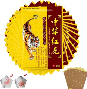 128pcs Tiger Pathes Ultra Strength,Tiger Relieving Patches,Chinese Red Tiger Back Heat Patches Ultra Strength for Muscle Joint of Knee Shoulder Neck 16 Packs 8 Each