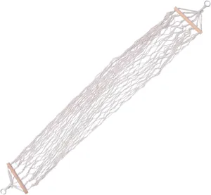 1pc Mesh Hammock with Wooden Stick Cotton Rope Swing Chair for Outdoor Leisure Camping Hiking and Traveling Lightweight Skin-Friendly Easy to Assemble