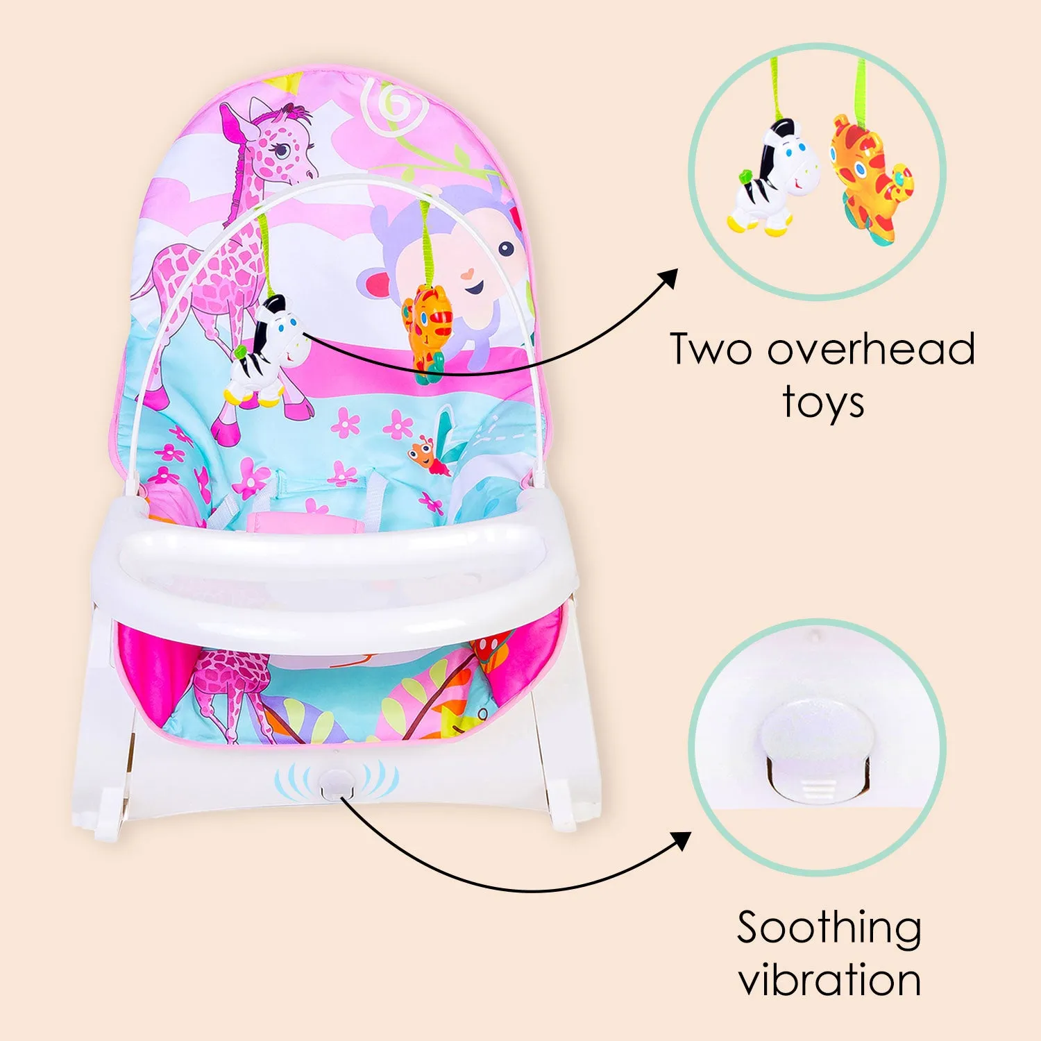 2 In 1 Rocker Cum Feeding Chair 20 Kg Pink