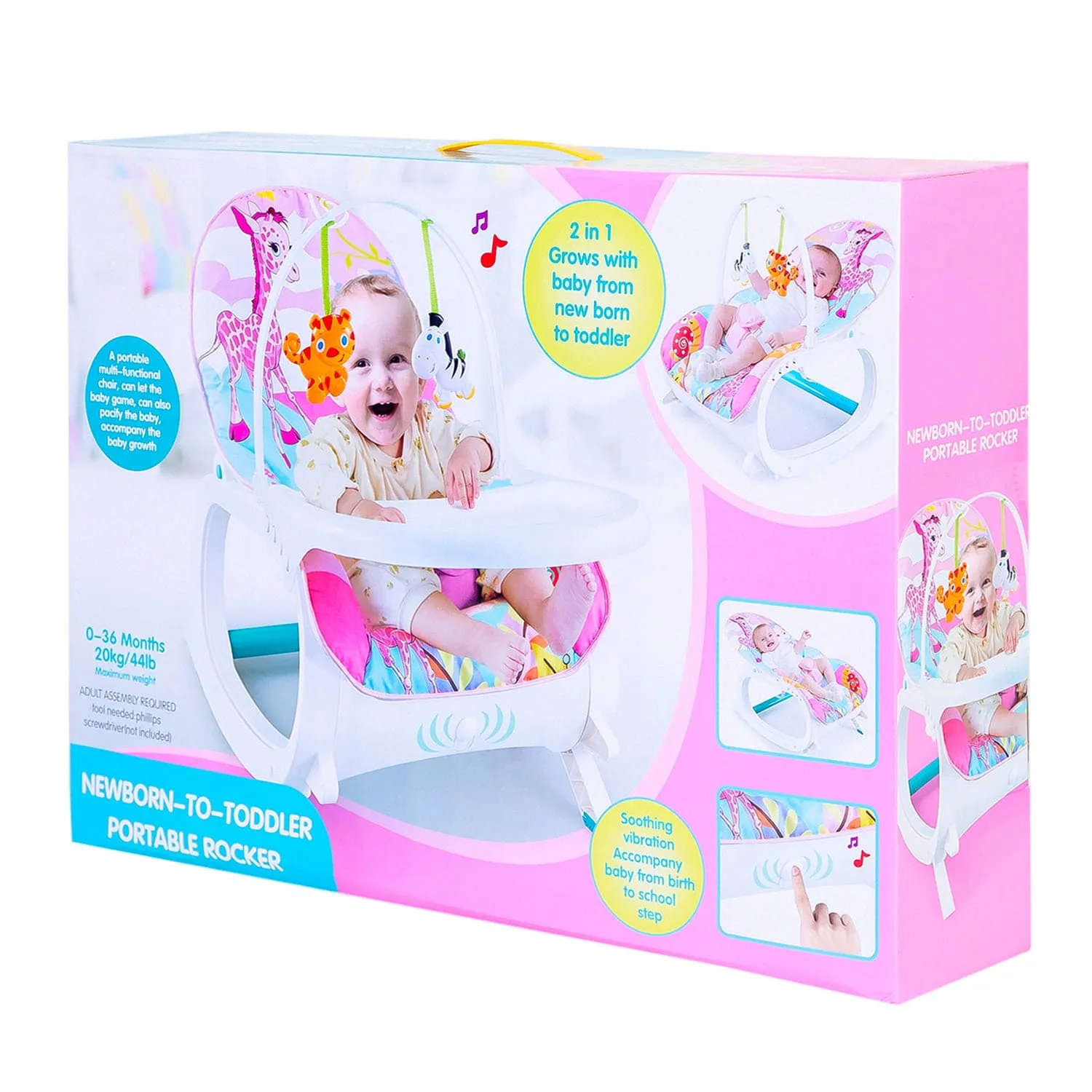 2 In 1 Rocker Cum Feeding Chair 20 Kg Pink