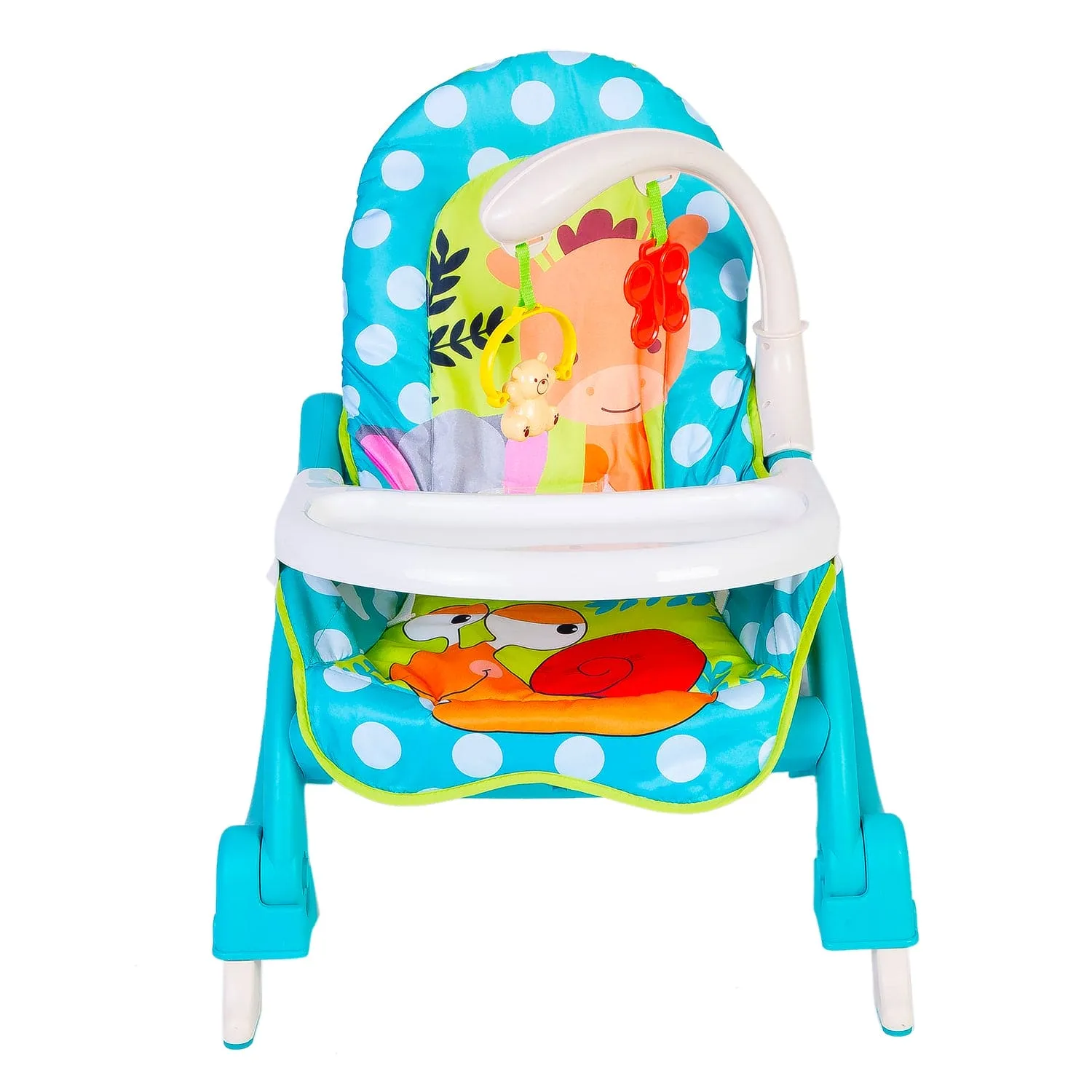 2 In 1 Rocker Cum Feeding Chair 20 Kg Polka Dot Blue