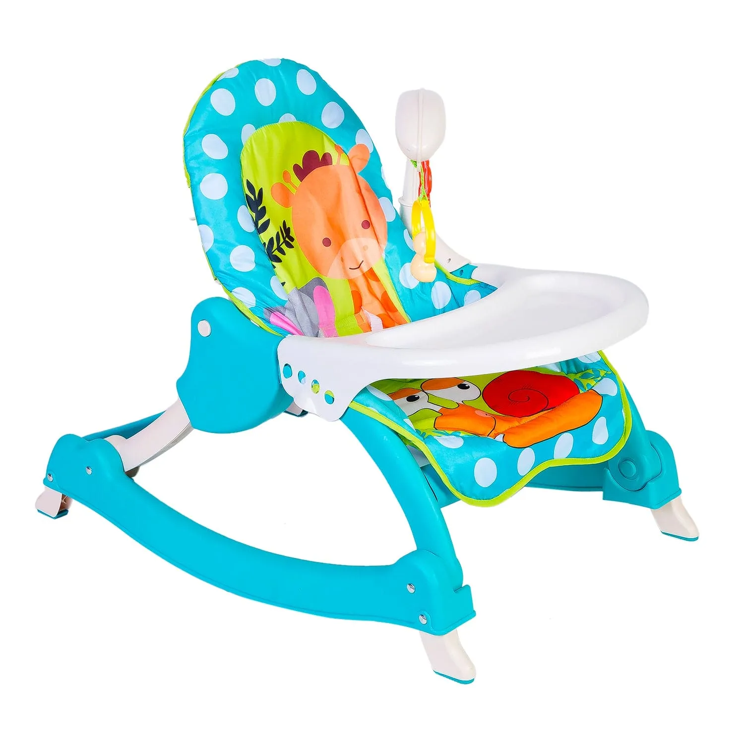 2 In 1 Rocker Cum Feeding Chair 20 Kg Polka Dot Blue