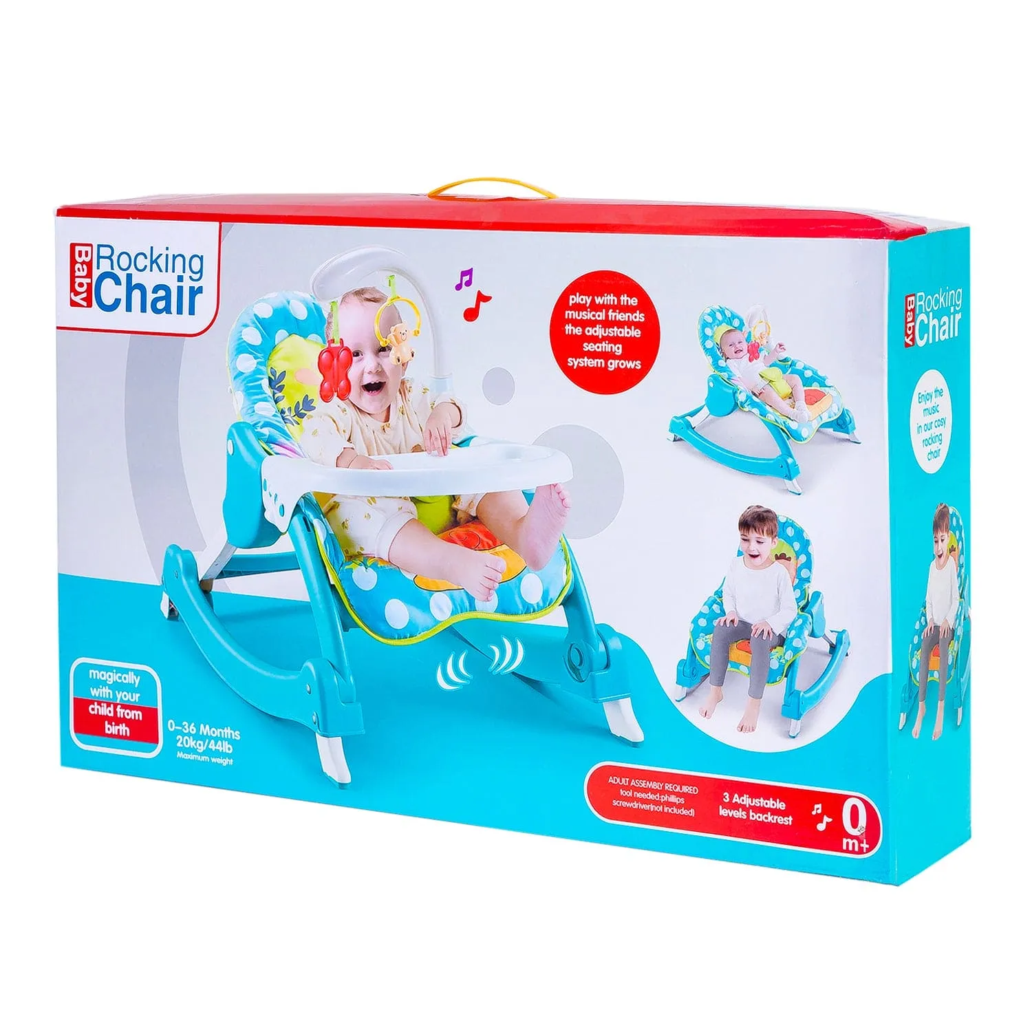 2 In 1 Rocker Cum Feeding Chair 20 Kg Polka Dot Blue