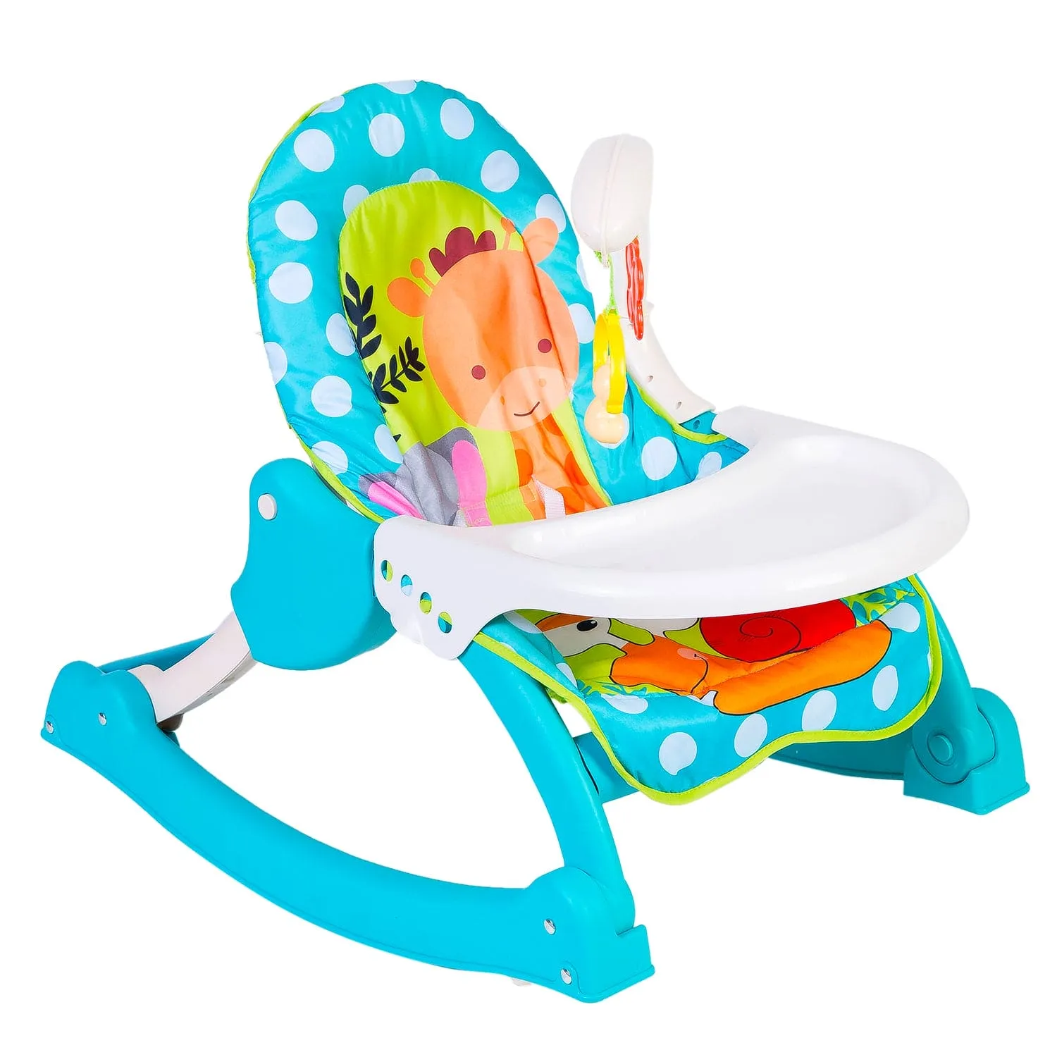 2 In 1 Rocker Cum Feeding Chair 20 Kg Polka Dot Blue