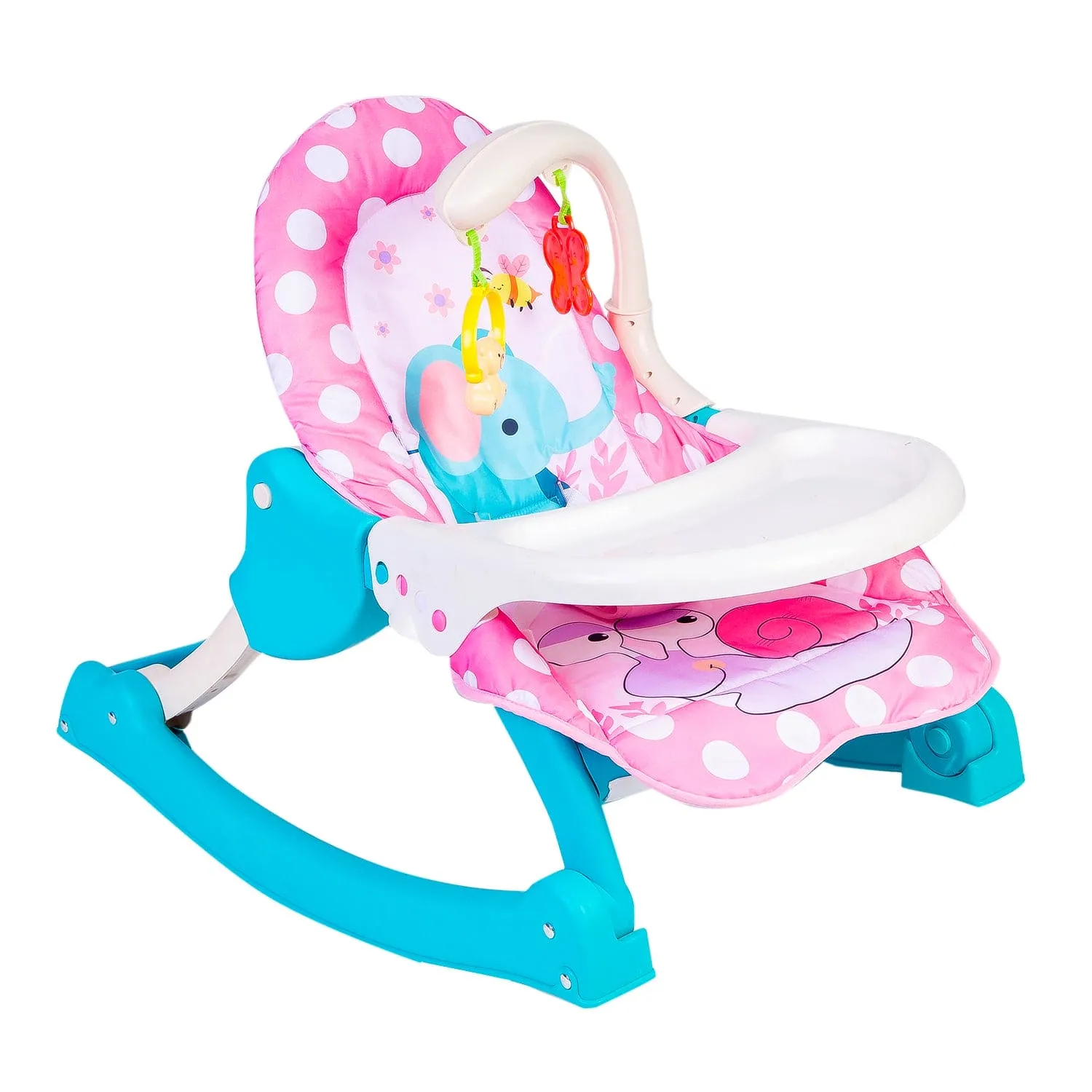 2 In 1 Rocker Cum Feeding Chair 20 Kg Polka Dot Pink