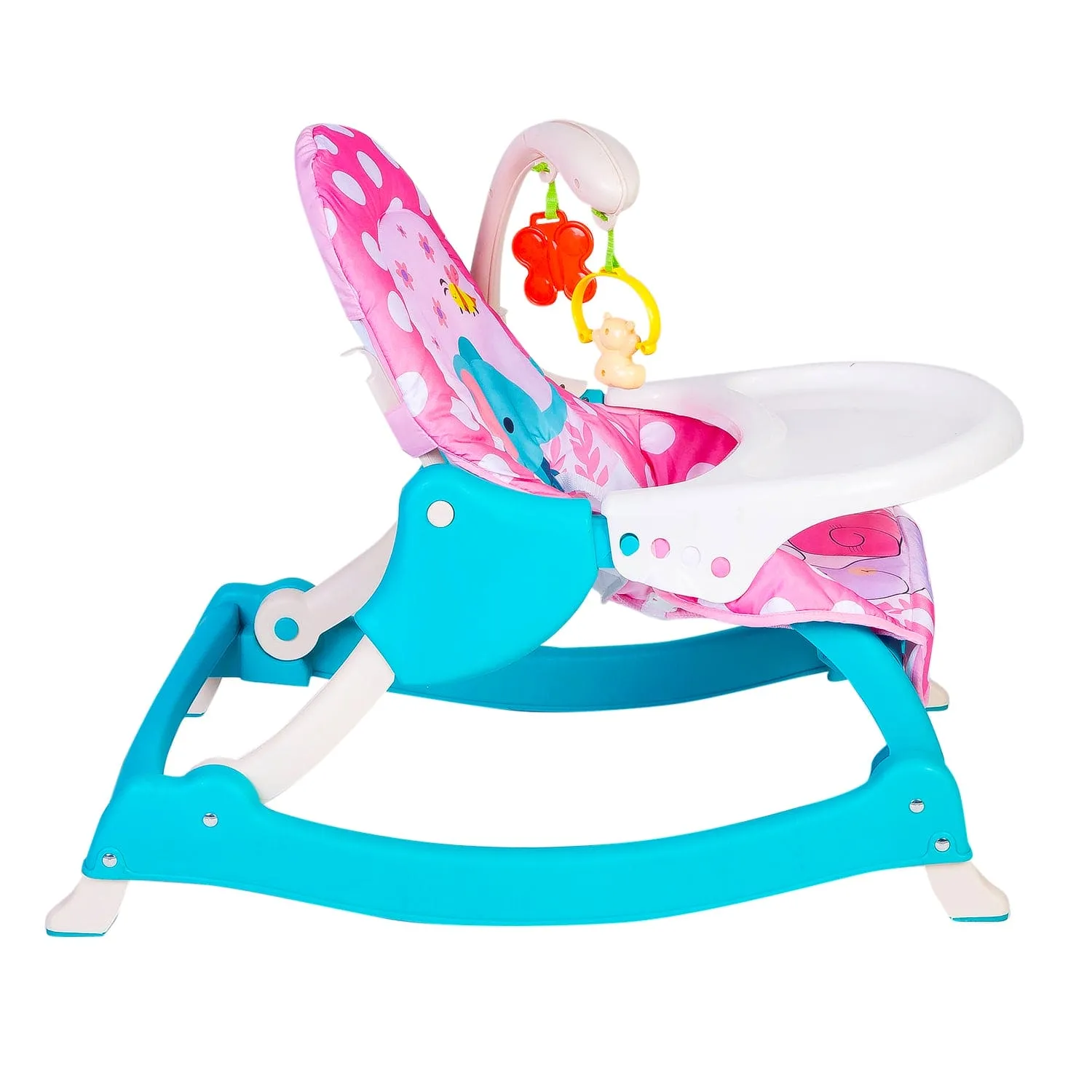 2 In 1 Rocker Cum Feeding Chair 20 Kg Polka Dot Pink