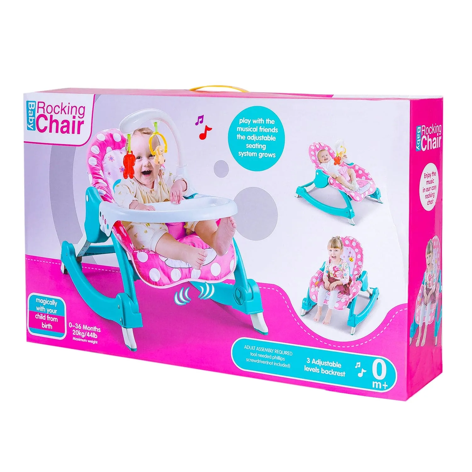 2 In 1 Rocker Cum Feeding Chair 20 Kg Polka Dot Pink