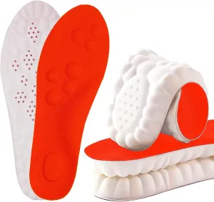 2 Pair 4D Cloud Technology Insole Super Soft Comfort Insoles | U-Shape Memory Foam Insoles, 4D Cloud Insole for Women Men Shock-Absorbing Foot Support Insoles (Orange, Men 9-10.5/Women 10.5-12)