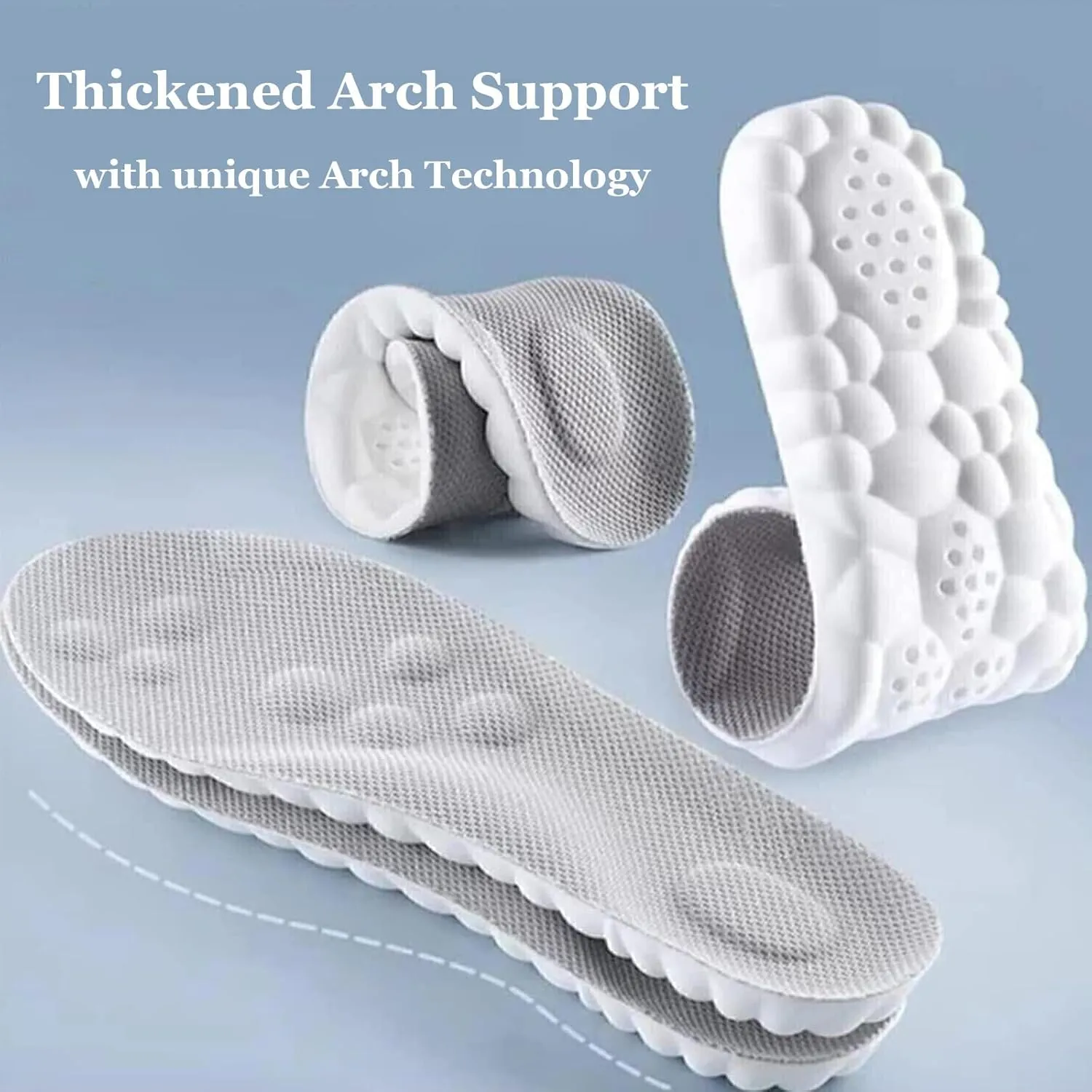 2 Pair 4D Cloud Technology Insole Super Soft Comfort Insoles | U-Shape Memory Foam Insoles, 4D Cloud Insole for Women Men Shock-Absorbing Foot Support Insoles (Orange, Men 9-10.5/Women 10.5-12)