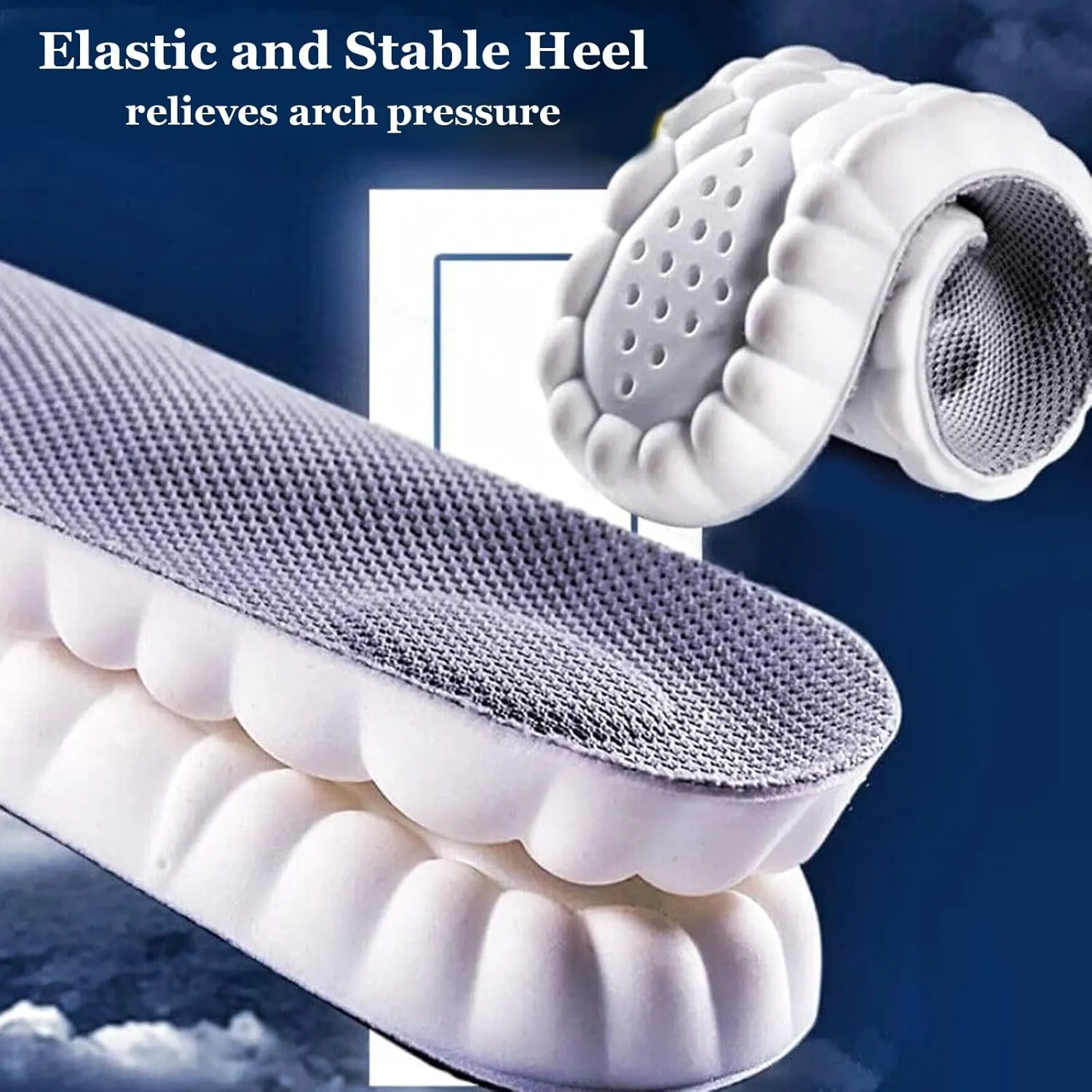2 Pair 4D Cloud Technology Insole Super Soft Comfort Insoles | U-Shape Memory Foam Insoles, 4D Cloud Insole for Women Men Shock-Absorbing Foot Support Insoles (Orange, Men 9-10.5/Women 10.5-12)