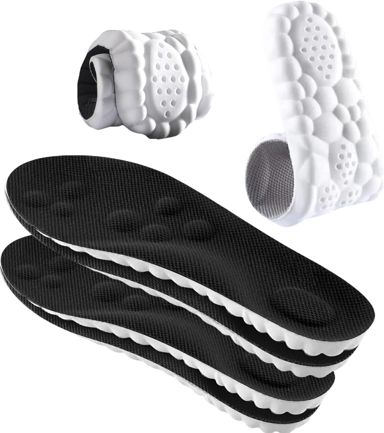 2 Pairs 4D Cloud Technology Insole - Super Soft Comfort Insoles, Soft Foot Protection Cloud Feeling Insole, U-Shape Memory Foam Insoles (Black, Women: US 4-8.5)