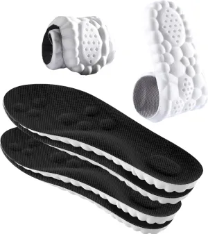 2 Pairs 4D Cloud Technology Insole - Super Soft Comfort Insoles, Soft Foot Protection Cloud Feeling Insole, U-Shape Memory Foam Insoles (Black, Women: US 4-8.5)