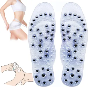 2 Pairs Acupressure Insoles Foot Massage Insoles Magnetic Insoles, Anti Fatigue Insoles, Acupressure Magnetic Insoles, Pad Foot Therapy Reflexology for Men Women,S,White
