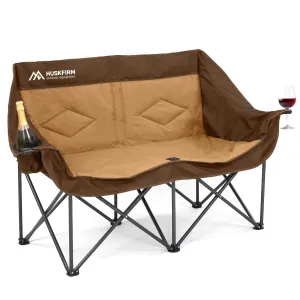 2 Person Camping Loveseat, Heavy Duty Outdoor Loveseat with Cup Holders