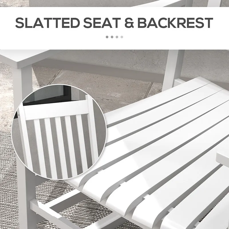 2-Piece Patio Rocking Chair Set, Wooden with Smooth Armrests, High Back, Supports 352 lbs, White