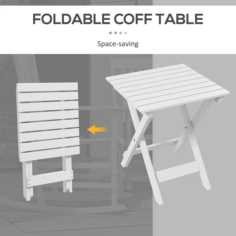 2-Piece Patio Rocking Chair Set, Wooden with Smooth Armrests, High Back, Supports 352 lbs, White