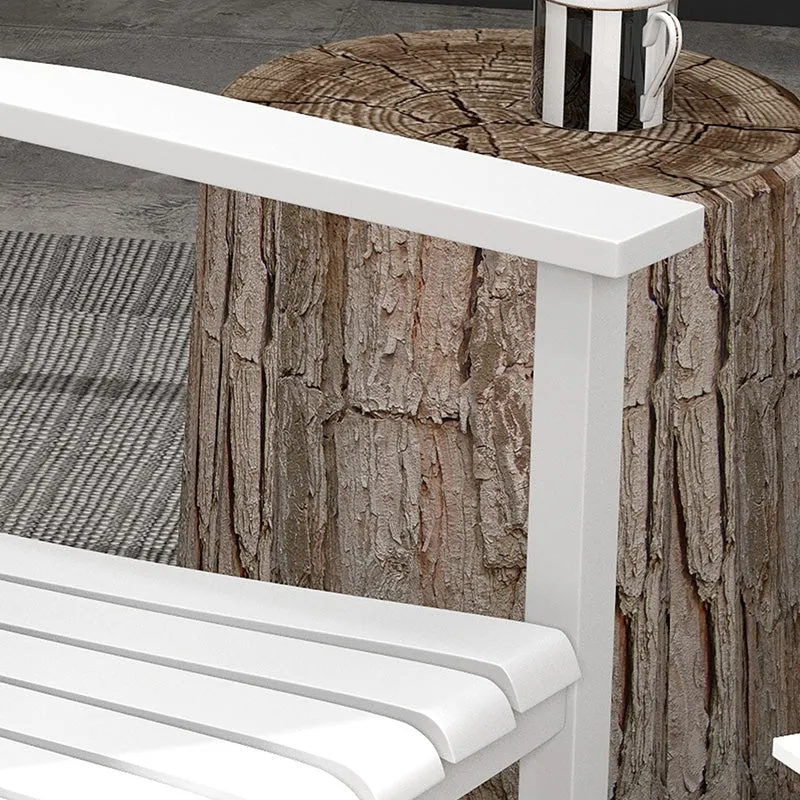 2-Piece Patio Rocking Chair Set, Wooden with Smooth Armrests, High Back, Supports 352 lbs, White