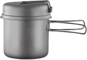 2 Piece-Set, Outdoor Titanium Frying Pan & Pot with Lid Folding Handle Camping Hanging Cookware Hiking Picnic Ultralight Bowl Tableware
