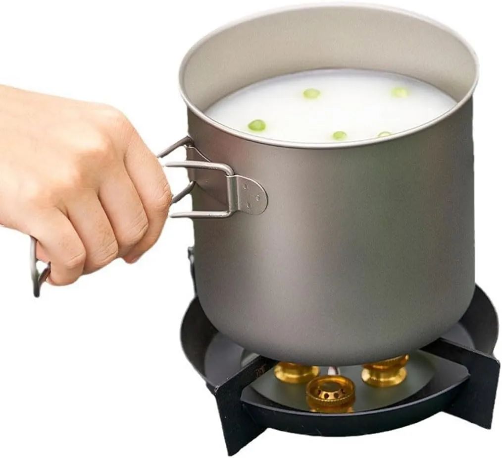 2 Piece-Set, Outdoor Titanium Frying Pan & Pot with Lid Folding Handle Camping Hanging Cookware Hiking Picnic Ultralight Bowl Tableware