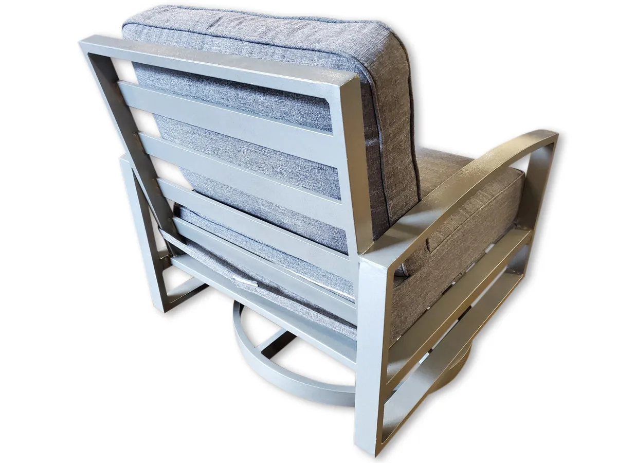 2 Units Aluminum Frame Swivel Rocker Outdoor Patio Furniture Chair Brown or Grey Frame