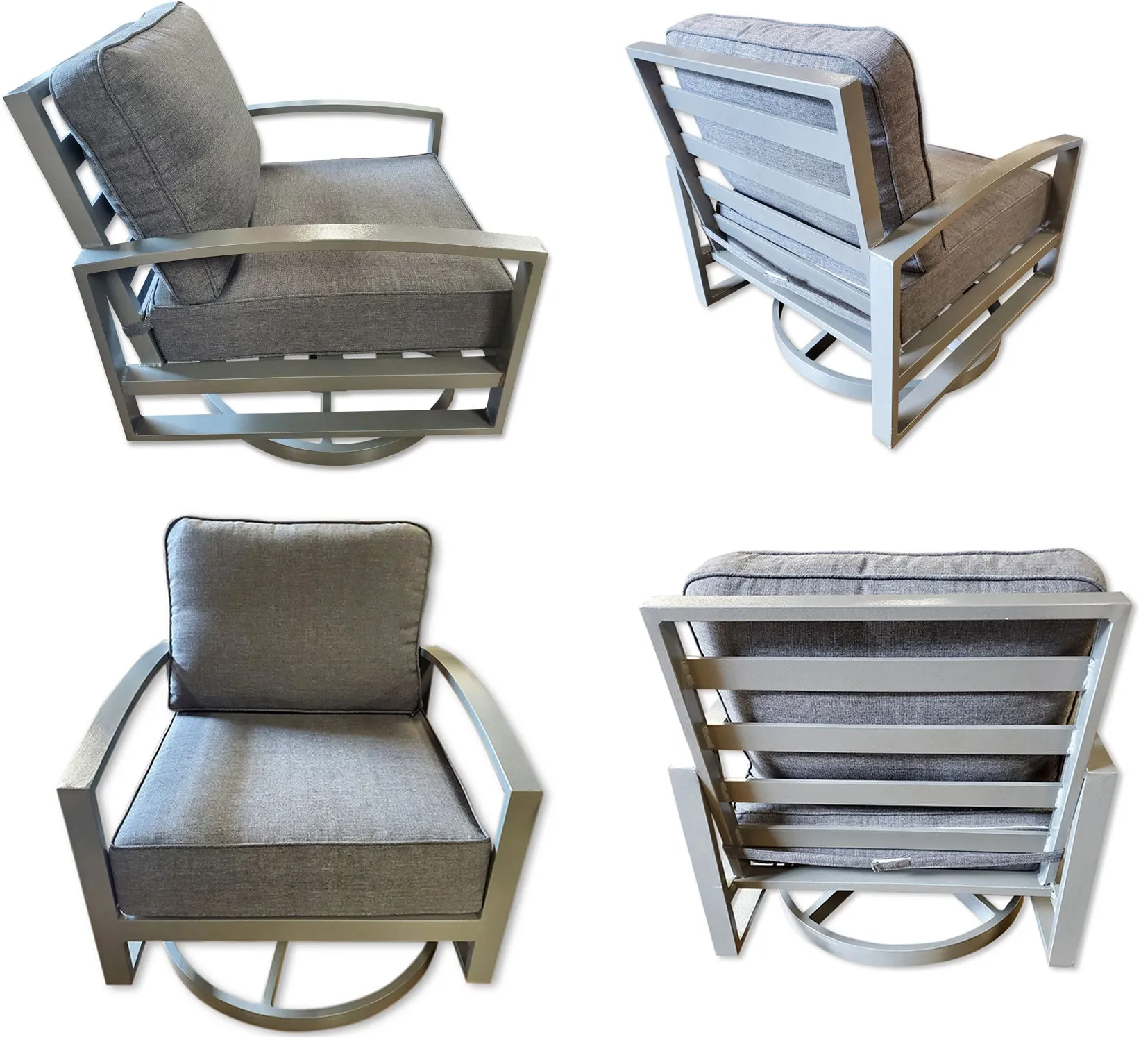 2 Units Aluminum Frame Swivel Rocker Outdoor Patio Furniture Chair Brown or Grey Frame