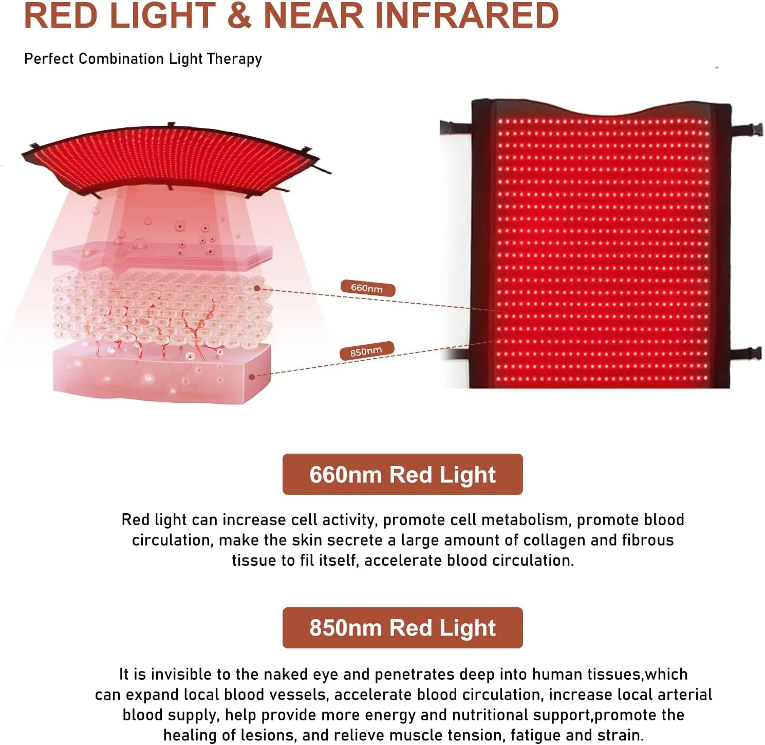 2025 Upgraded 75"x 33.5'' Dual Wavelength LED Beads 660nm&850nm Red Light Therapy Blanket Full Body, Used to Face and Body Pain Relief Skin Health Personal Care