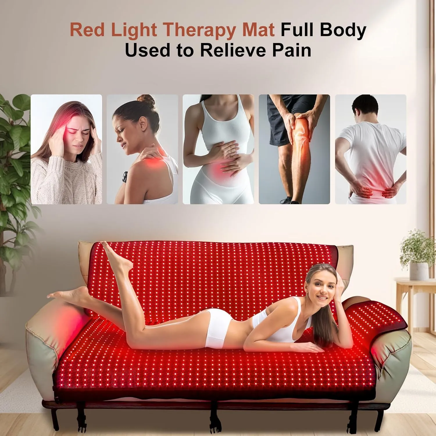 2025 Upgraded 75"x 33.5'' Dual Wavelength LED Beads 660nm&850nm Red Light Therapy Blanket Full Body, Used to Face and Body Pain Relief Skin Health Personal Care
