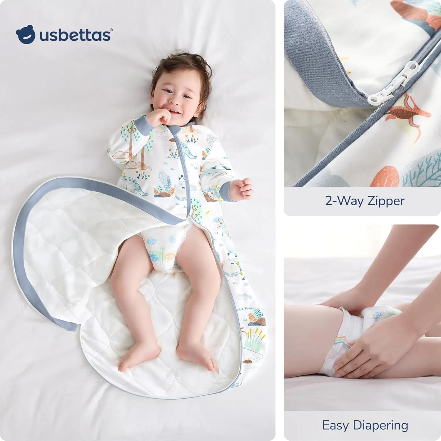 2.5 TOG Baby Sleep Sack for Winter 12-24 Months - Super Warm Quilted Wearable Blanket with Removable Sleeves, Two-Way Zipper for Easy Diaper Changes, Soft & Cozy Infant Sleeping Bag