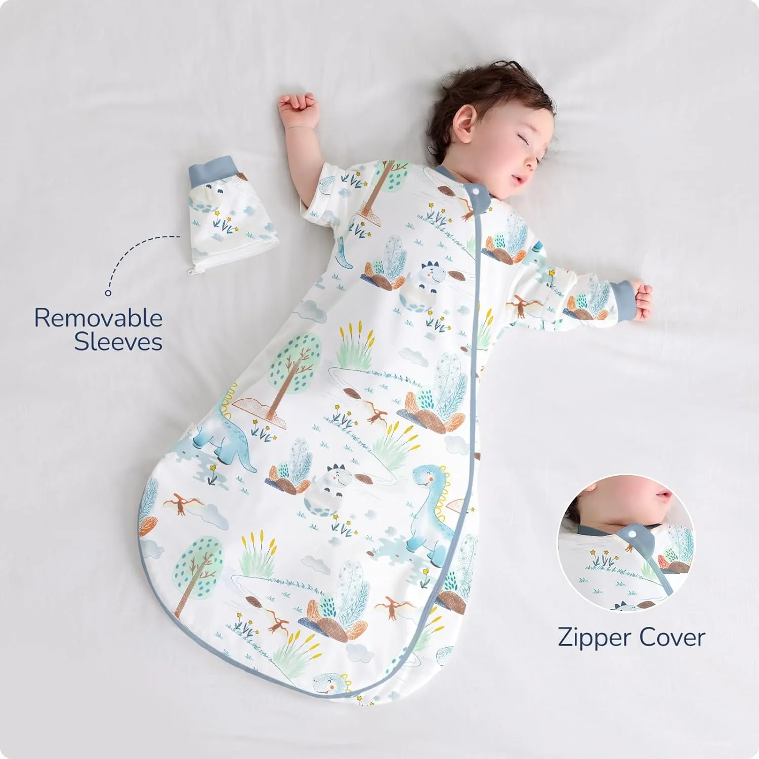 2.5 TOG Baby Sleep Sack for Winter 6-12 Months - Super Warm Quilted Wearable Blanket with Removable Sleeves, Two-Way Zipper for Easy Diaper Changes, Soft & Cozy Infant Sleeping Bag