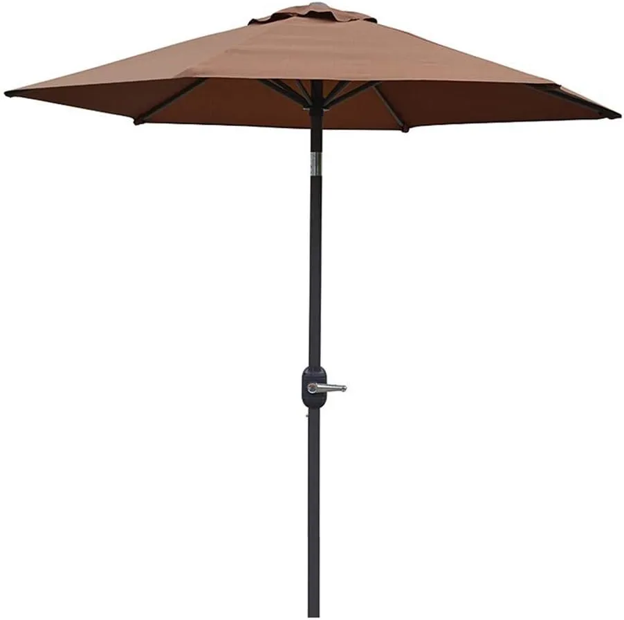 2.5m Tiltable With 6 Ribs,hexagonal Garden Beach Umbrella For Outdoor Gazebo, Terrace, Balcony, Brown, Black