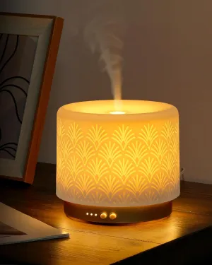 280ml Essential Oil Diffuser – Ceramic Fragrance Diffusers for Essential Oil, Ultrasonic Cool Mist Aromatherapy Diffuser with Auto Shut-Off,Ideal for Home, Office, SPA, Yoga & Bedroom