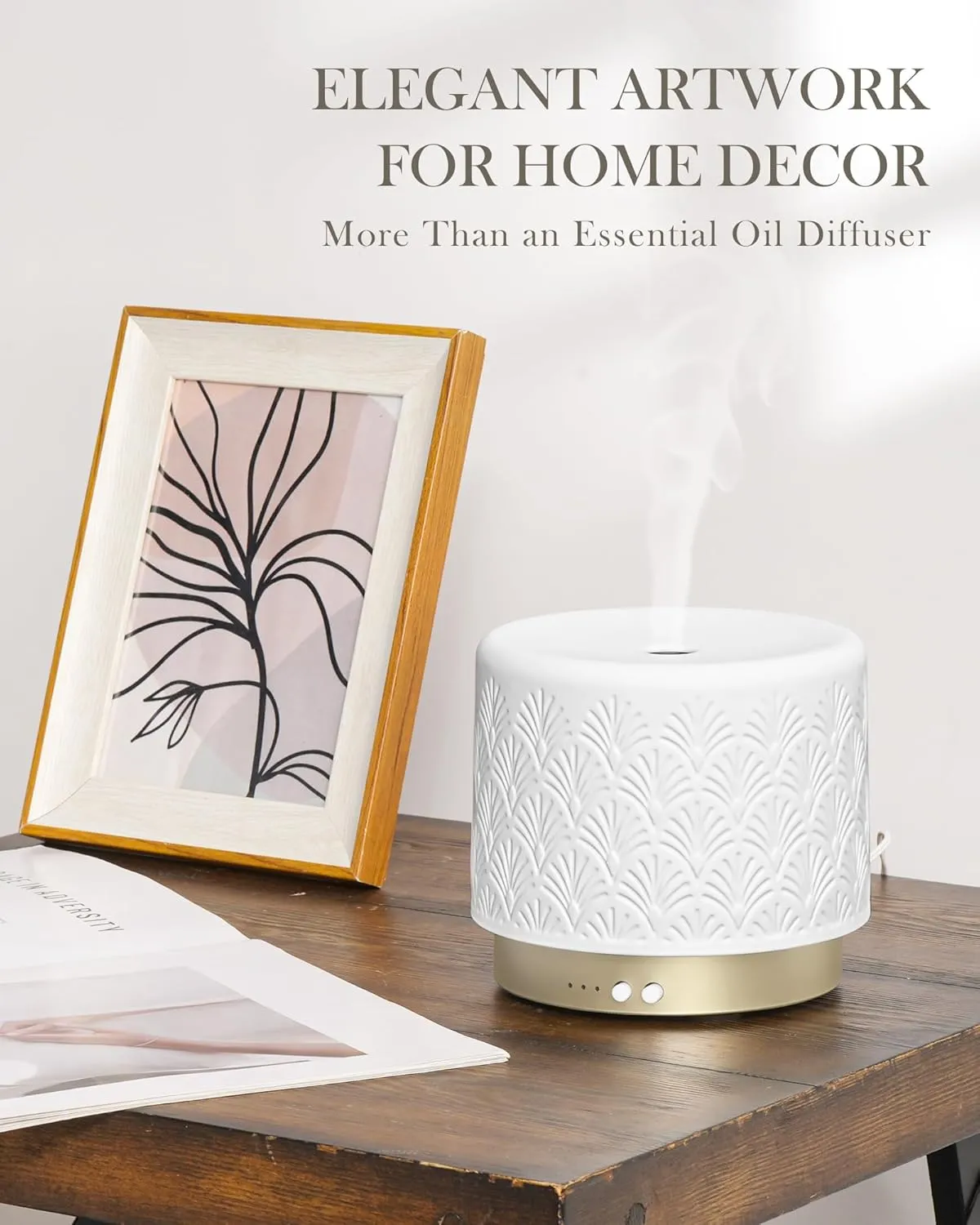 280ml Essential Oil Diffuser – Ceramic Fragrance Diffusers for Essential Oil, Ultrasonic Cool Mist Aromatherapy Diffuser with Auto Shut-Off,Ideal for Home, Office, SPA, Yoga & Bedroom