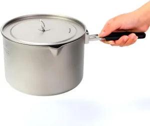 2.8L Titanium Pot Camping Cooking Pot with Lid and Foldable Handle Backpacking Pot Titanium Camping cookware