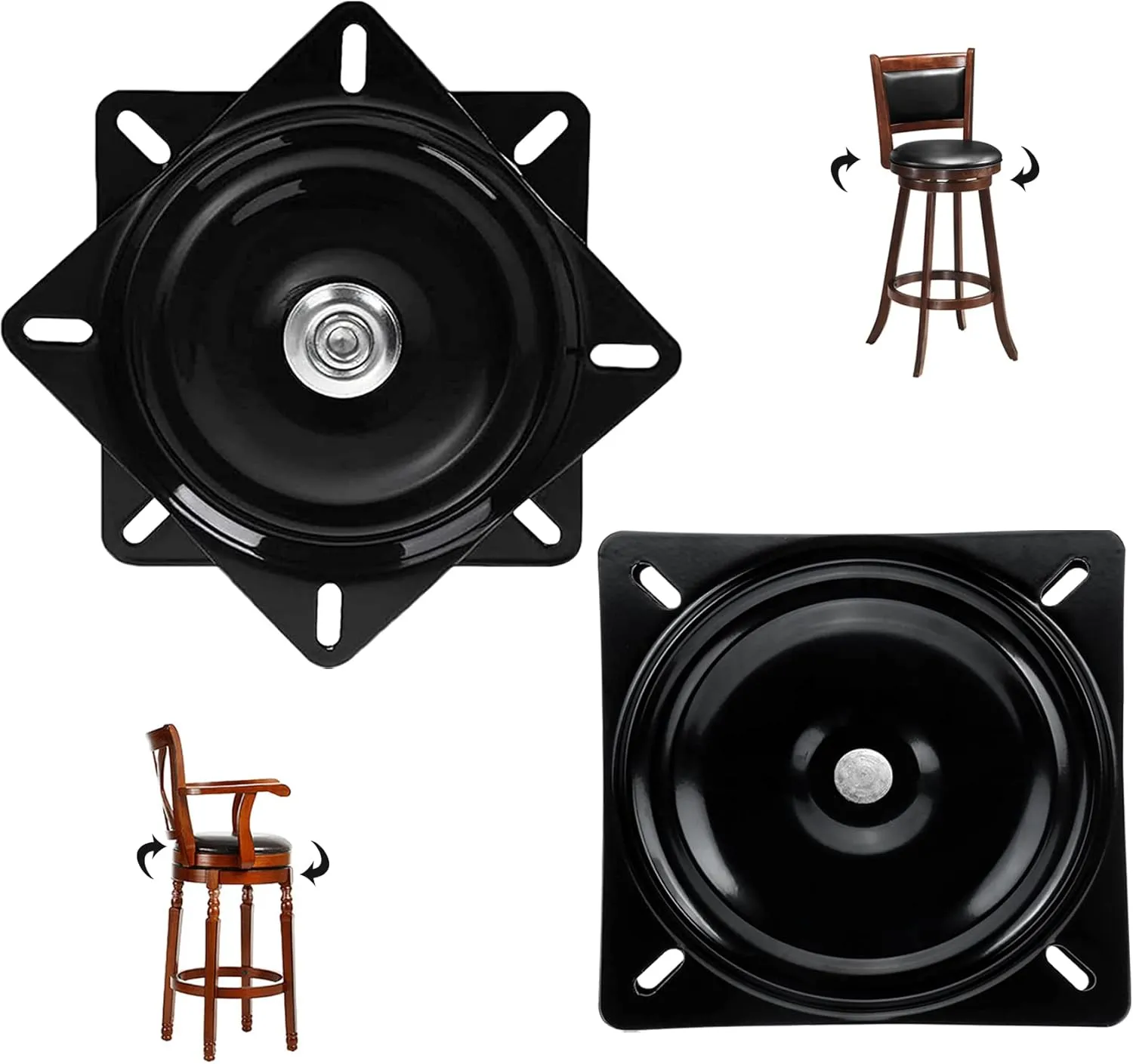 2Pack Heavy Duty Boat Seat Swivel 7.5 Inch Bar Stool Plate - 360 Chair Base for Barstools, Recliner, Boat - Replacement Swivel Plate