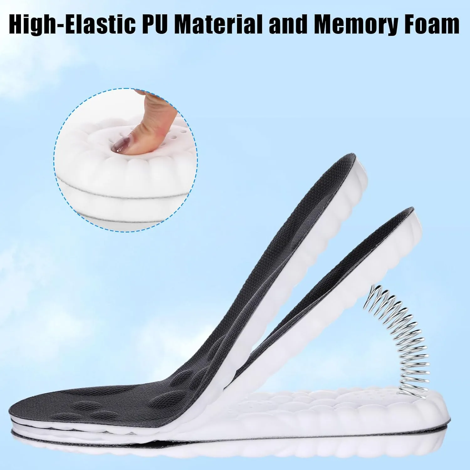 2Pairs 4D Cloud Soles for Men, Comfortable Steppers Insoles for Men Plantar Fasciitis Insoles Men Cloudsole Insoles for Men, Soft Gel Insoles for Men Orthopedic Insoles for Men and Women (Black 9-10)
