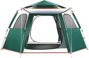 3-4 Person Family Camping Dome Tent - Waterproof Instant Pop-Up Tent with Ventilated Windows, UV Protection, Breathable, Easy Setup for Hiking, Fishing, and Picnics