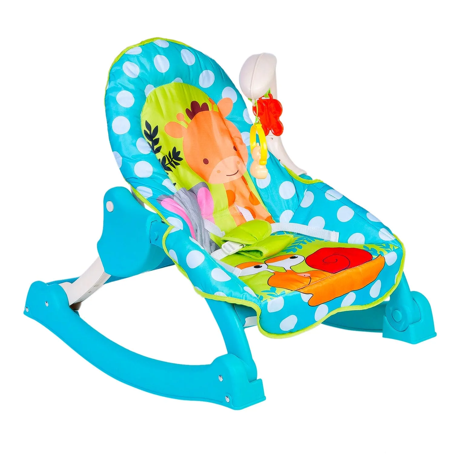 3 Adjustable Level Backrest Musical Baby Rocking Chair Blue Polka Dot