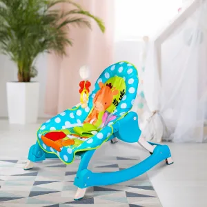 3 Adjustable Level Backrest Musical Baby Rocking Chair Blue Polka Dot