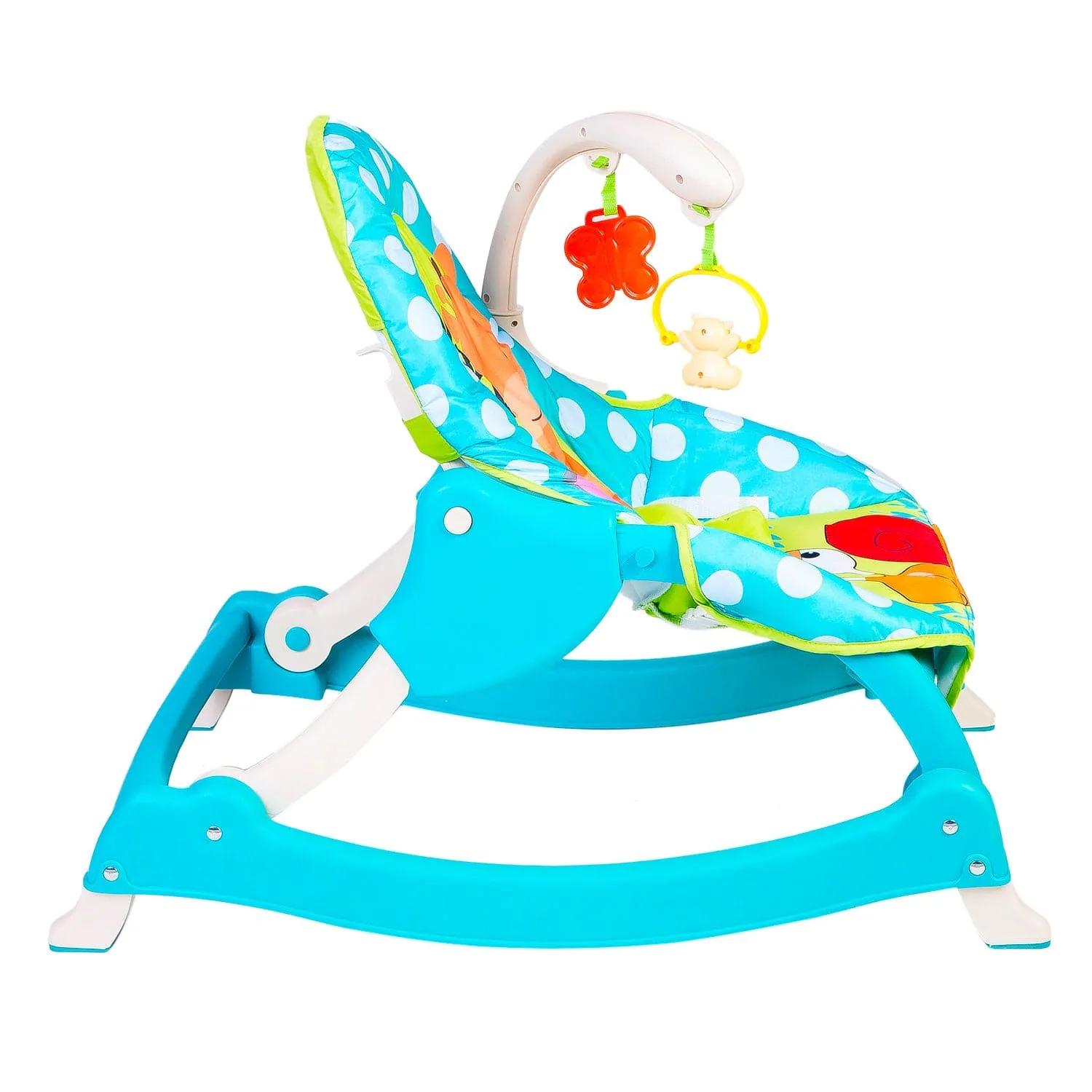 3 Adjustable Level Backrest Musical Baby Rocking Chair Blue Polka Dot