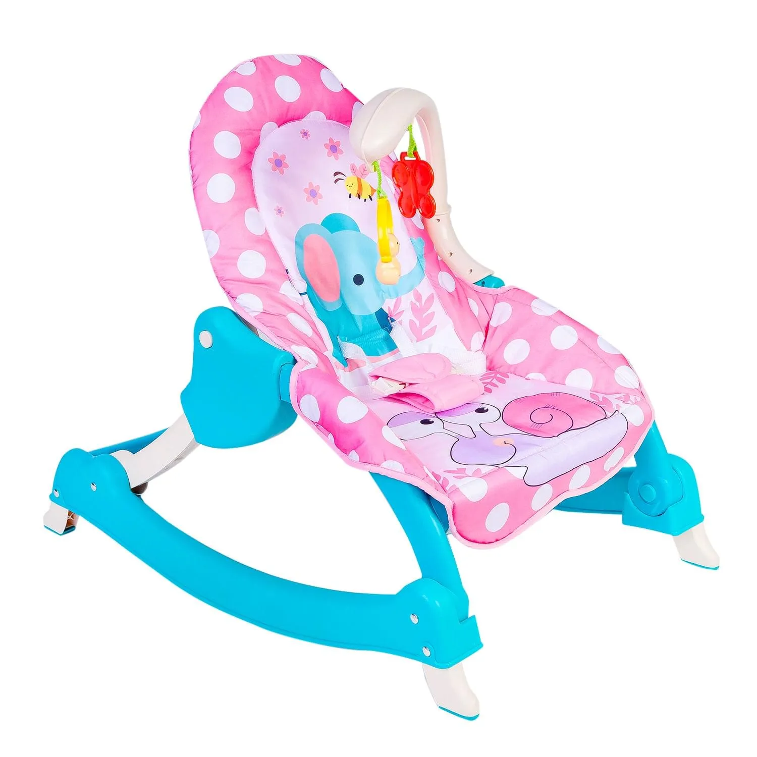 3 Adjustable Level Backrest Musical Baby Rocking Chair Pink Polka Dot