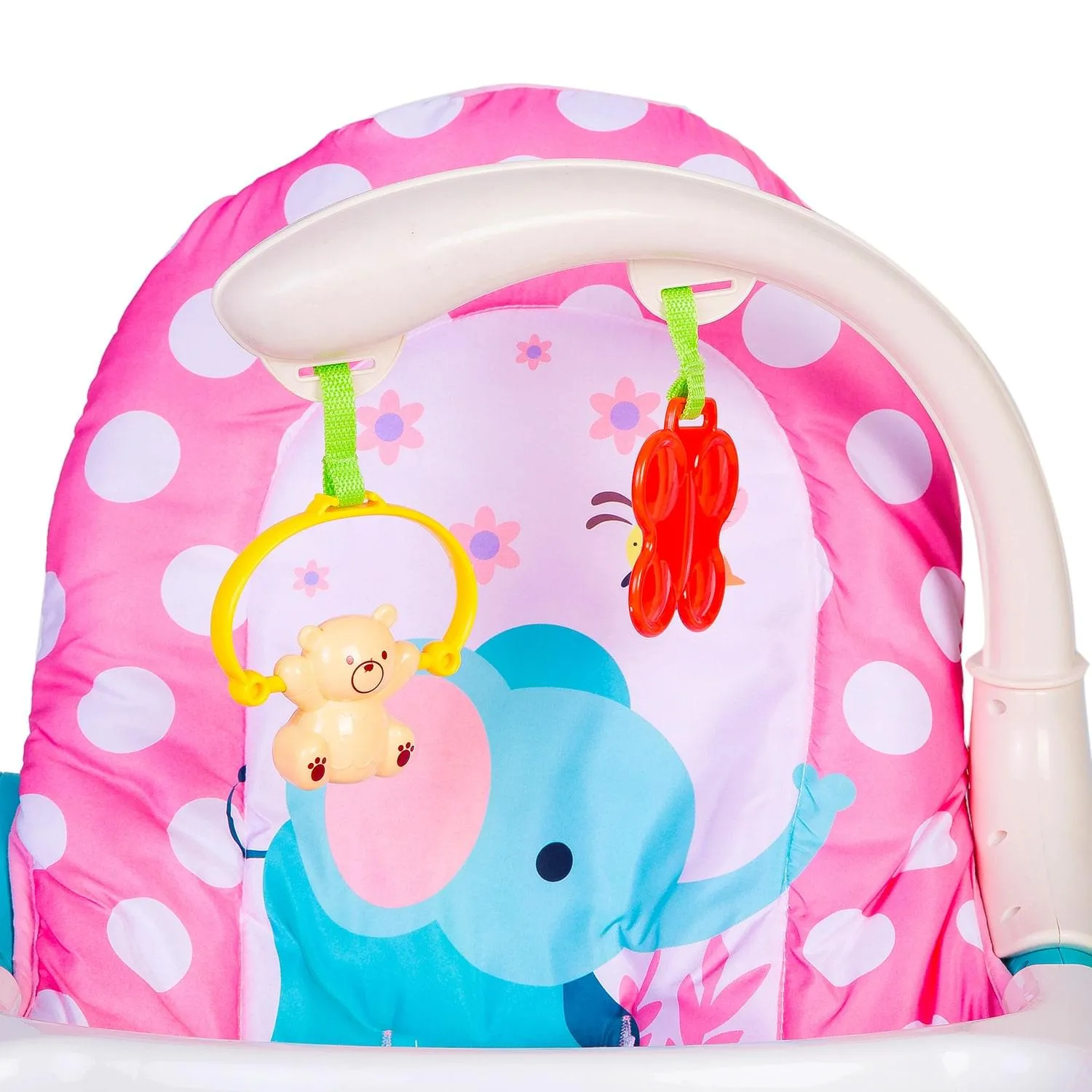 3 Adjustable Level Backrest Musical Baby Rocking Chair Pink Polka Dot