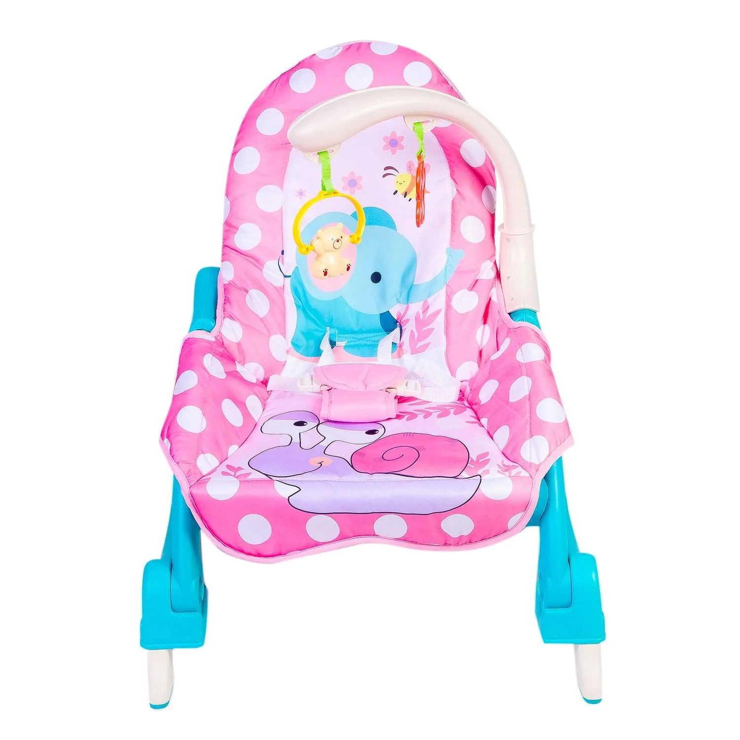 3 Adjustable Level Backrest Musical Baby Rocking Chair Pink Polka Dot