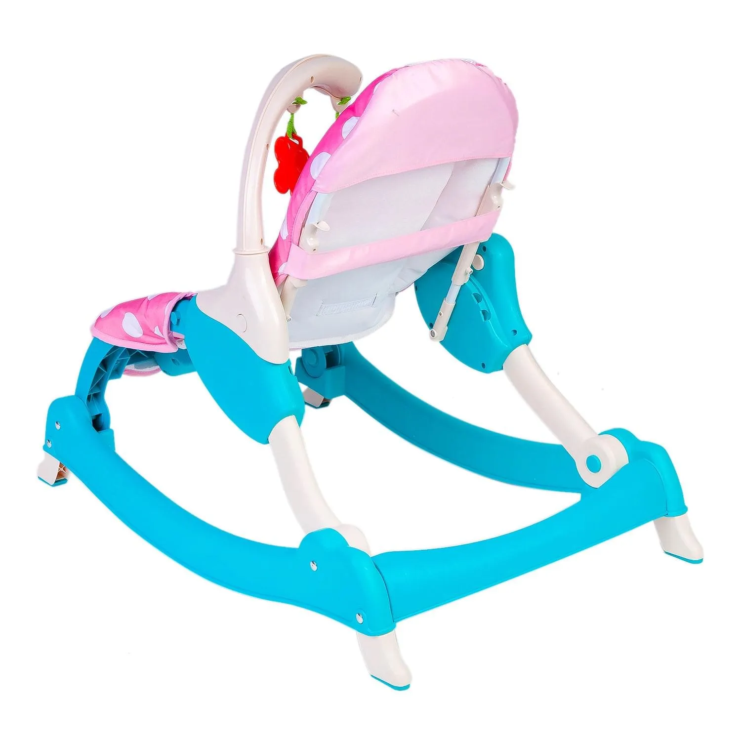 3 Adjustable Level Backrest Musical Baby Rocking Chair Pink Polka Dot