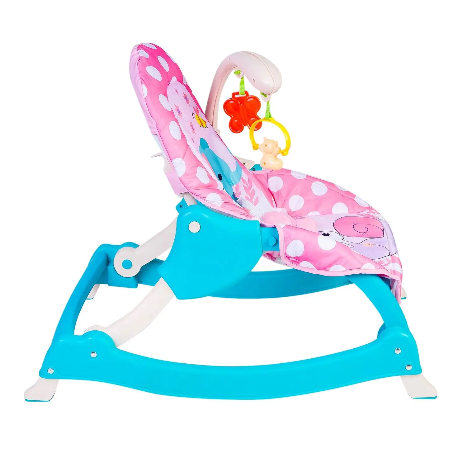 3 Adjustable Level Backrest Musical Baby Rocking Chair Pink Polka Dot